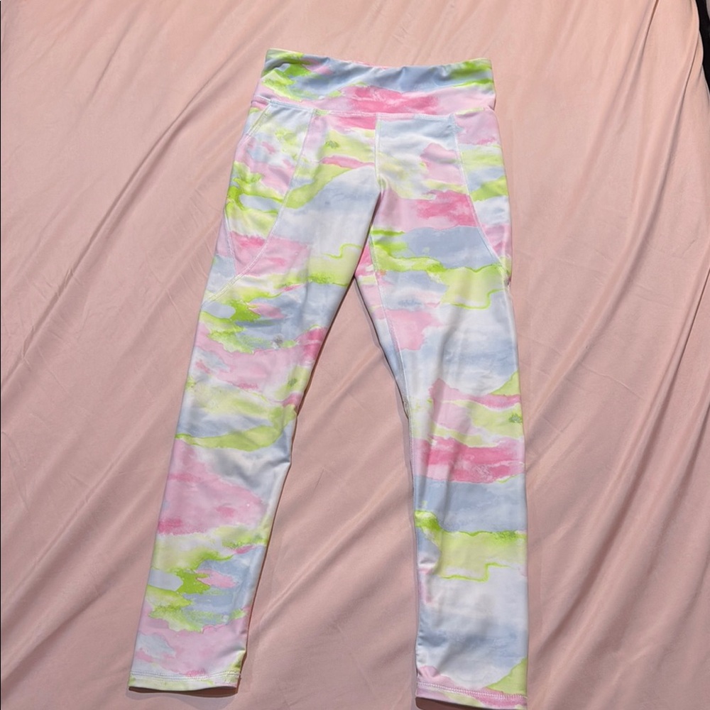 Old Navy Pink and Green Tie-Dye Leggings